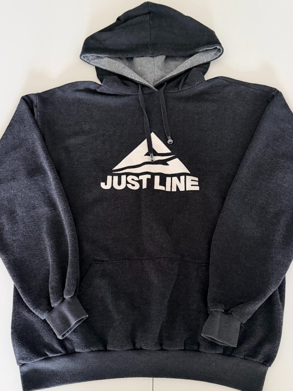 Mens Black Just Line Pullover Hoodie Jacket Large Casual Soft Athleisure Casual